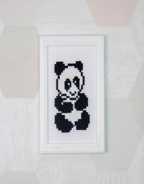 Barnbroderi panda - tavla
